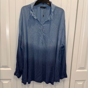 boohoo Blue Ombre Long Sleeve V-Neck Tunic Top